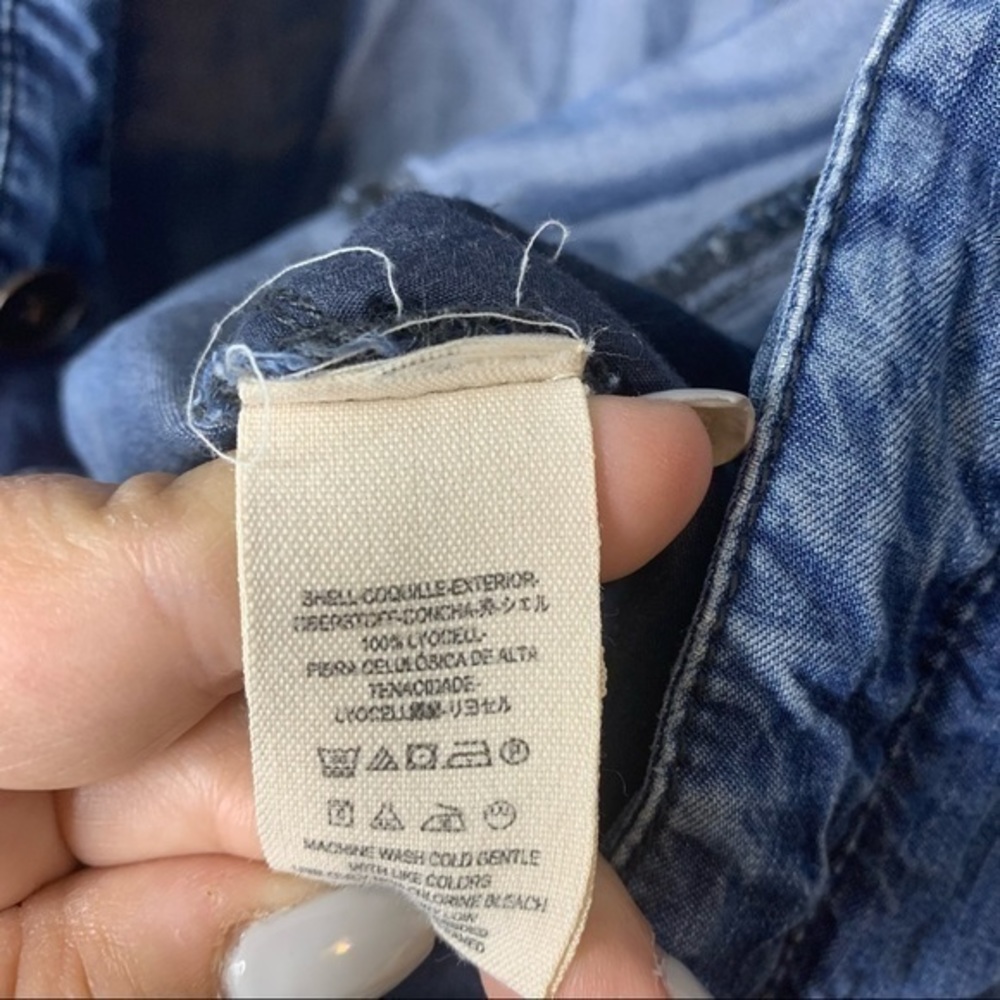 FREE PEOPLE LOU DENIM BELTED CHAMBRAY V-NECK JUMPSUIT - Picture 12 of 16